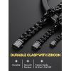 ChainsHouse Stainless Steel Cuban Link Chain for Men, Black/ 14K Gold Plated Cuban Chain Necklace with Iced Out Diamond Clasp, 6mm/9mm/12mm Width,18″-30″, Send Gift Box(g.6mm width-black)