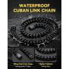 ChainsHouse Stainless Steel Cuban Link Chain for Men, Black/ 14K Gold Plated Cuban Chain Necklace with Iced Out Diamond Clasp, 6mm/9mm/12mm Width,18″-30″, Send Gift Box(g.6mm width-black)