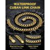 ChainsHouse Stainless Steel Cuban Link Chain for Men, Black/ 14K Gold Plated Cuban Chain Necklace with Iced Out Diamond Clasp, 6mm/9mm/12mm Width,18″-30″, Send Gift Box(f.12mm width-gold)
