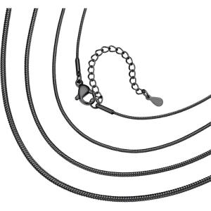 ChainsHouse Snake Chain Necklace for Women 1.2mm, 14-30″ Adjustable with 5cm Extender for Pendants Lockets, Rose Gold/Stainless Steel/Black/14K Gold Hypoallergenic Dainty Jewelry Gift(N: 1.2MM-Black)