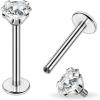PunkTracker Titanium Steel 16g/18g Internal Thread CZ Stud Piercing Jewelry for Tragus/Nose/Helix/Conch/Medusa/Lip/Daith/Labret – Helix Tragus Cartilage Earring for Women Men 2PCS(16g silver 10mm bar 5mm gem)
