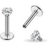 PunkTracker Titanium Steel 16g/18g Internal Thread CZ Stud Piercing Jewelry for Tragus/Nose/Helix/Conch/Medusa/Lip/Daith/Labret – Helix Tragus Cartilage Earring for Women Men 2PCS(18g silver 6mm bar 2mm gem)
