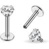 PunkTracker Titanium Steel 16g/18g Internal Thread CZ Stud Piercing Jewelry for Tragus/Nose/Helix/Conch/Medusa/Lip/Daith/Labret – Helix Tragus Cartilage Earring for Women Men 2PCS(16g silver 6mm bar 4mm gem)