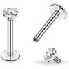 PunkTracker Titanium Steel 16g/18g Internal Thread CZ Stud Piercing Jewelry for Tragus/Nose/Helix/Conch/Medusa/Lip/Daith/Labret – Helix Tragus Cartilage Earring for Women Men 2PCS(16g silver 8mm bar 2mm gem)
