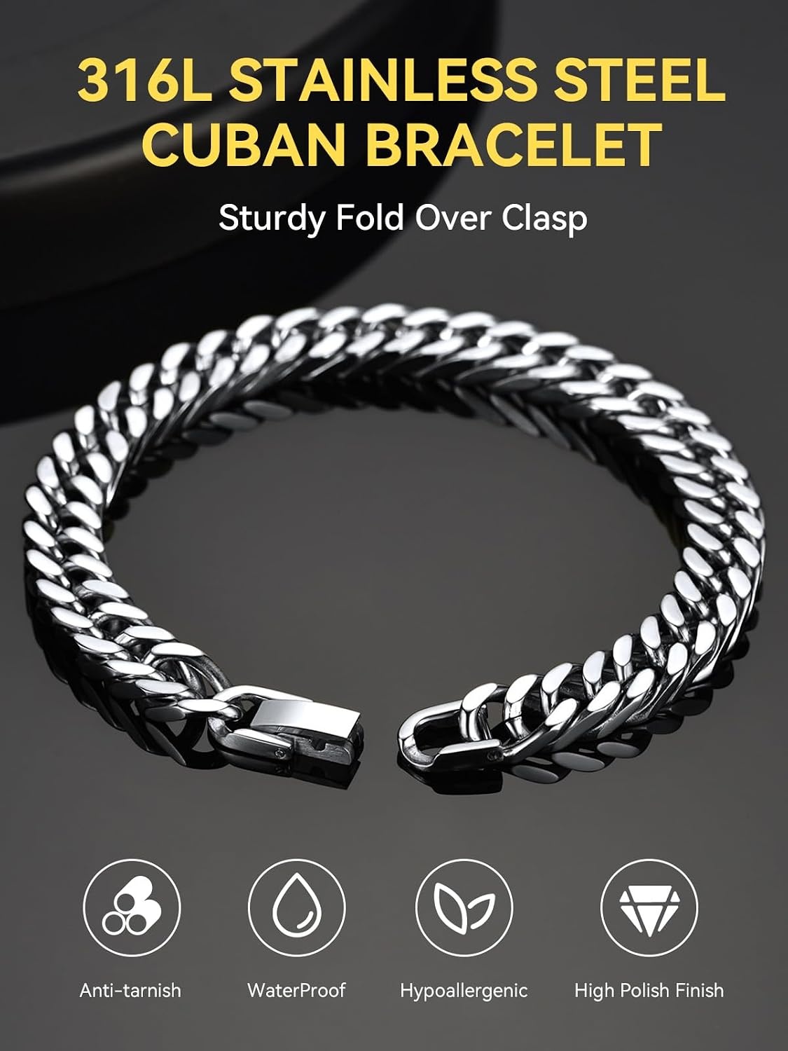 image:imageChainsHouse Cuban Link Chain Bracelet Anniversary Birthday Valentines Fathers Day Stainless SteelBlack Bracelet Men To My Man Love Husband Dad Chain Bracelet for Men Him Jewelry Gifts01To My DadSteel