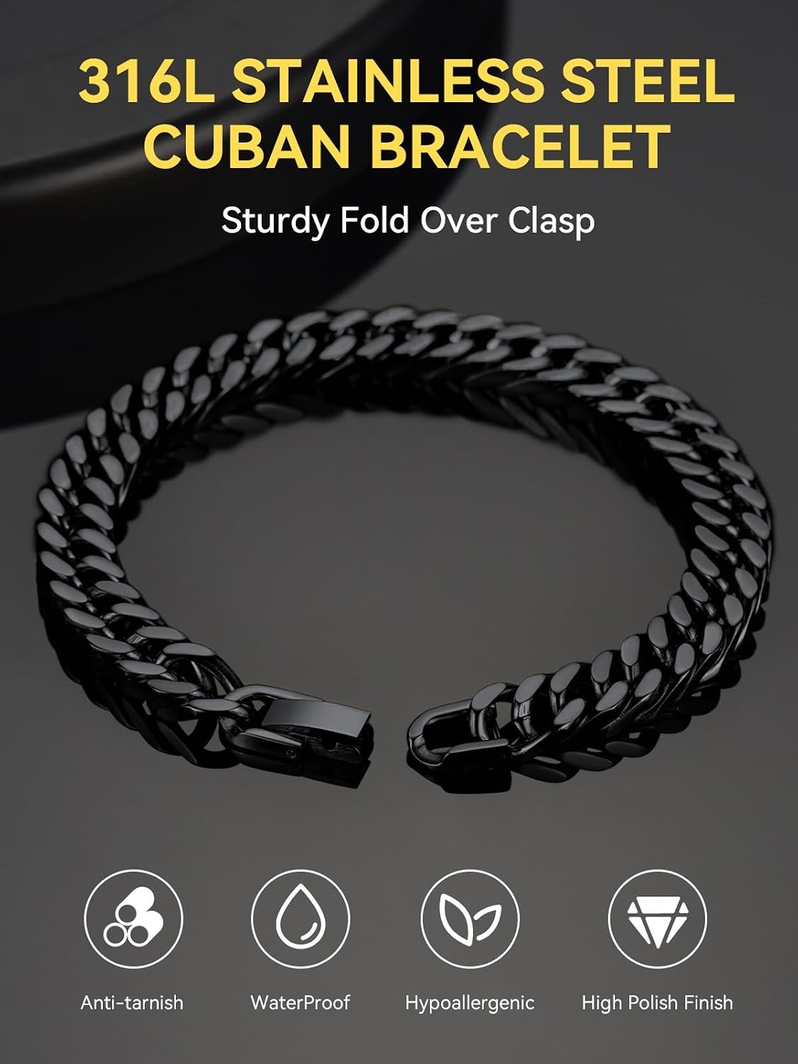 image:imageChainsHouse Cuban Link Chain Bracelet Anniversary Birthday Valentines Fathers Day Stainless SteelBlack Bracelet Men To My Man Love Husband Dad Chain Bracelet for Men Him Jewelry Gifts02To My GrandsonBlack