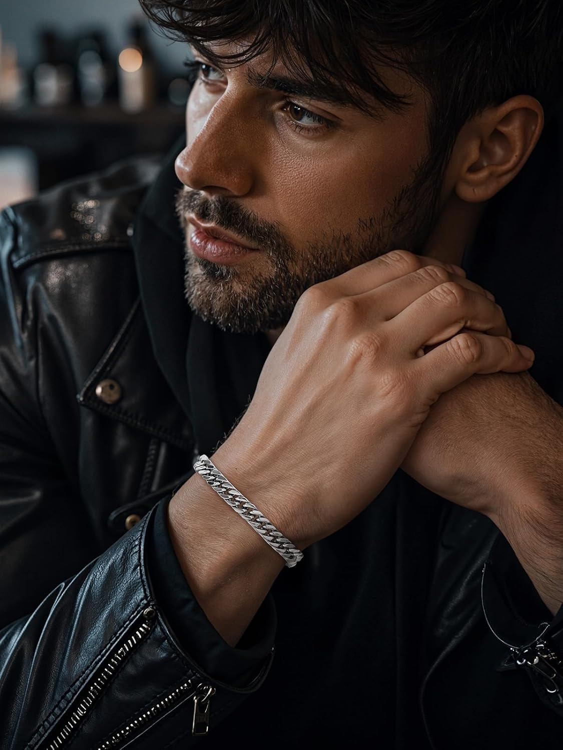 image:imageChainsHouse Cuban Link Chain Bracelet Anniversary Birthday Valentines Fathers Day Stainless SteelBlack Bracelet Men To My Man Love Husband Dad Chain Bracelet for Men Him Jewelry Gifts01To My DadSteel