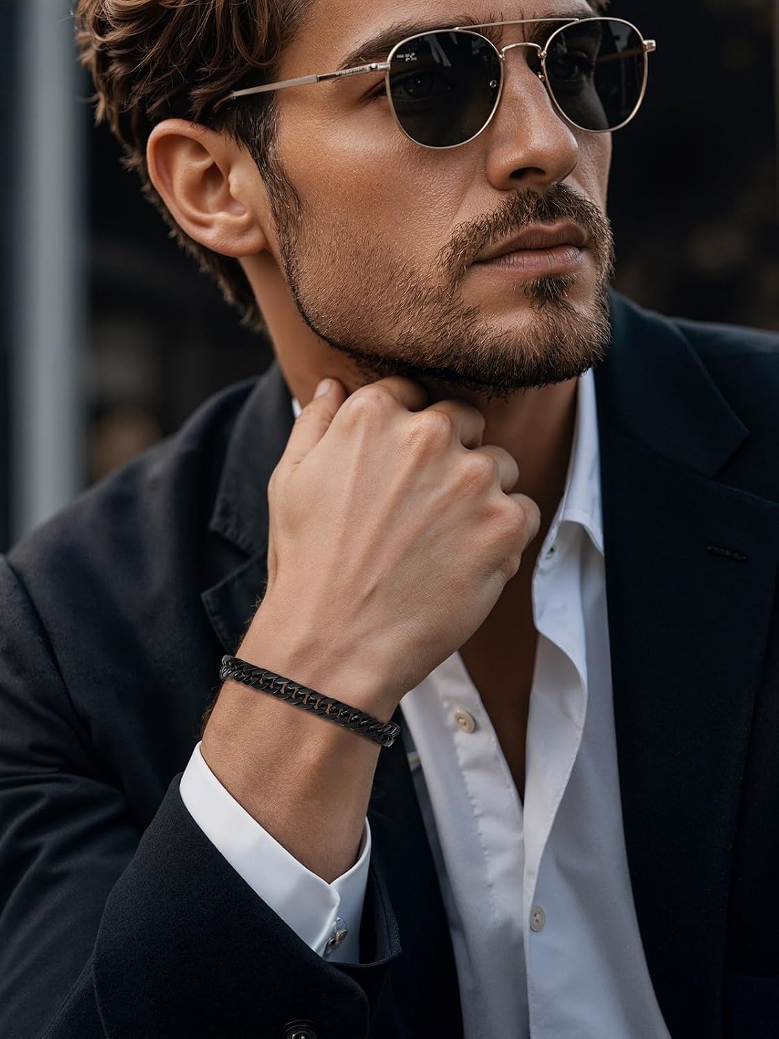 image:imageChainsHouse Cuban Link Chain Bracelet Anniversary Birthday Valentines Fathers Day Stainless SteelBlack Bracelet Men To My Man Love Husband Dad Chain Bracelet for Men Him Jewelry Gifts02To My ManBlack