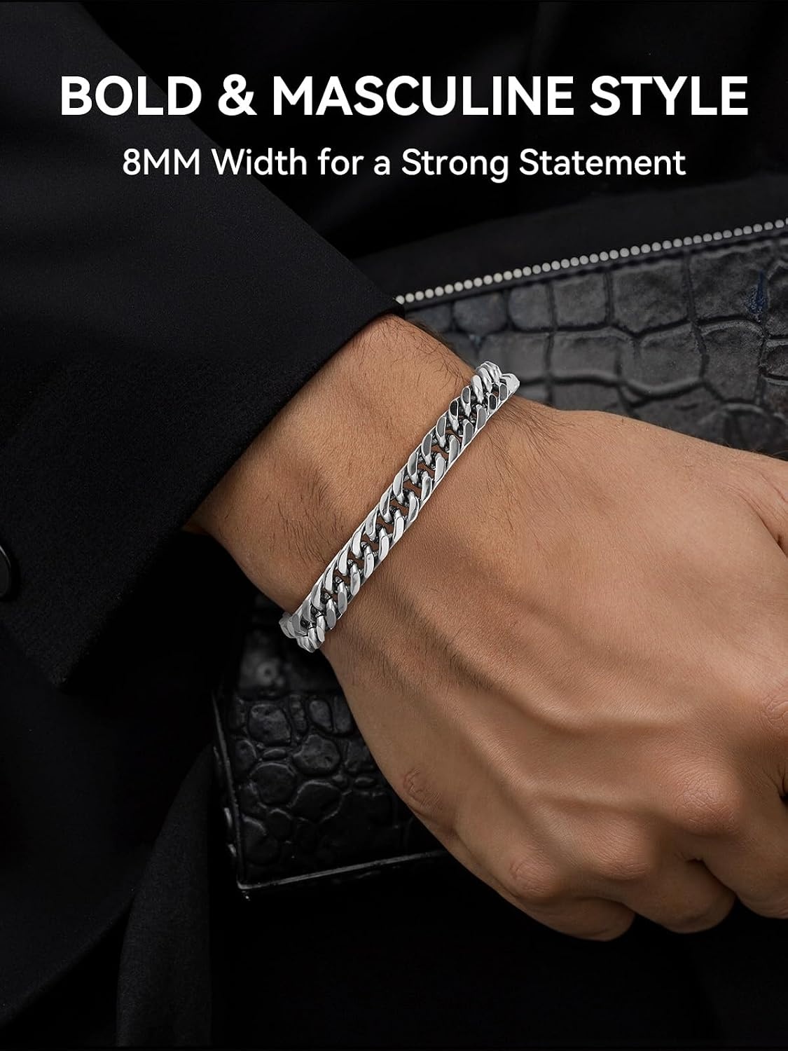 image:imageChainsHouse Cuban Link Chain Bracelet Anniversary Birthday Valentines Fathers Day Stainless SteelBlack Bracelet Men To My Man Love Husband Dad Chain Bracelet for Men Him Jewelry Gifts01To My SonSteel
