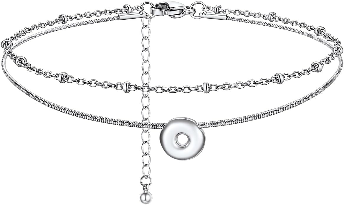 image:imageChainsHouse Initial Ankle Bracelets for Women Waterproof 14K Gold Plated Layered Initial Anklets Non Tarnish Adjustable Stainless Steel Womens Ankle Summer Beach Foot JewelryStainless Steel
