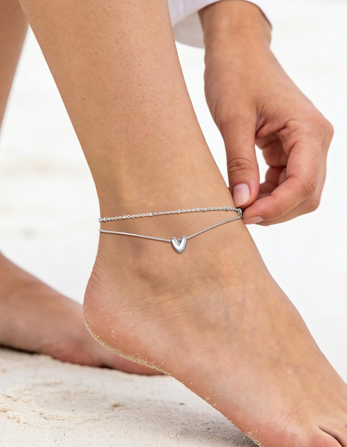 image:imageChainsHouse Initial Ankle Bracelets for Women Waterproof 14K Gold Plated Layered Initial Anklets Non Tarnish Adjustable Stainless Steel Womens Ankle Summer Beach Foot JewelryStainless Steel
