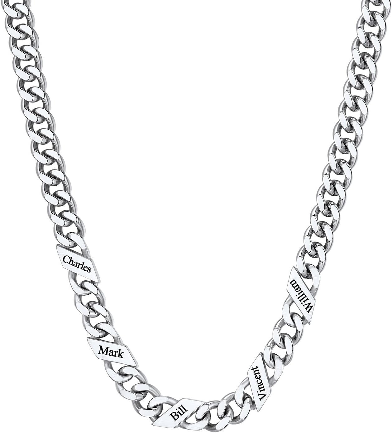 image:imageChainsHouse Personalized Cuban Link Chain for Men WomenCustom Engraved 16 Names5mm7mm9mm12mm Width Chain Name Necklace with Gift BoxHypoallergenic amp WaterproofBSteelMen9mm width