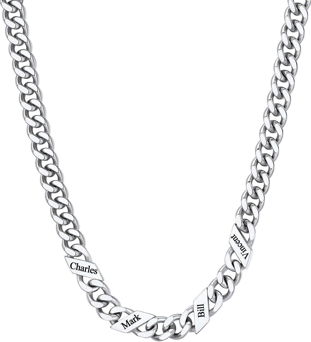 image:imageChainsHouse Personalized Cuban Link Chain for Men WomenCustom Engraved 16 Names5mm7mm9mm12mm Width Chain Name Necklace with Gift BoxHypoallergenic amp WaterproofBSteelMen9mm width