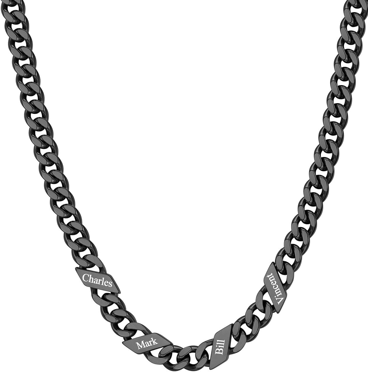 image:imageChainsHouse Personalized Cuban Link Chain for Men WomenCustom Engraved 16 Names5mm7mm9mm12mm Width Chain Name Necklace with Gift BoxHypoallergenic amp WaterproofRBlackWomen7mm width