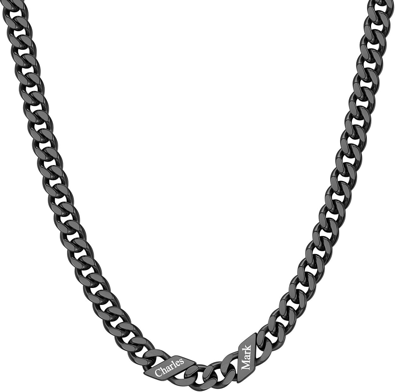 image:imageChainsHouse Personalized Cuban Link Chain for Men WomenCustom Engraved 16 Names5mm7mm9mm12mm Width Chain Name Necklace with Gift BoxHypoallergenic amp WaterproofRBlackWomen7mm width
