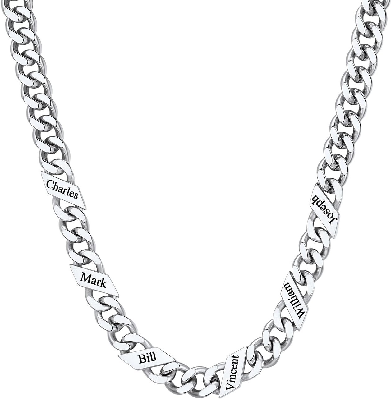 image:imageChainsHouse Personalized Cuban Link Chain for Men WomenCustom Engraved 16 Names5mm7mm9mm12mm Width Chain Name Necklace with Gift BoxHypoallergenic amp WaterproofMSteelWomen9mm width