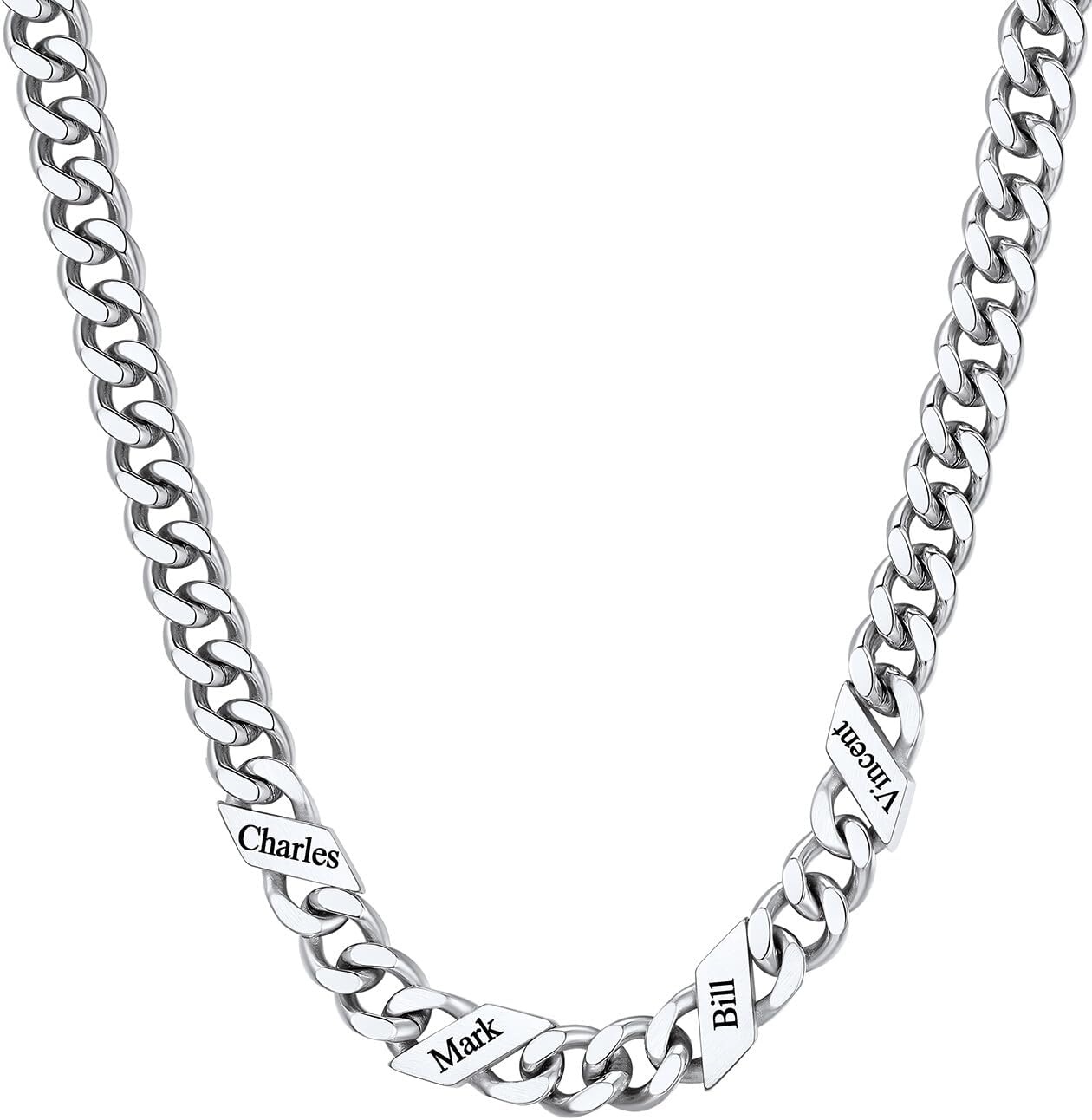 image:imageChainsHouse Personalized Cuban Link Chain for Men WomenCustom Engraved 16 Names5mm7mm9mm12mm Width Chain Name Necklace with Gift BoxHypoallergenic amp WaterproofMSteelWomen9mm width