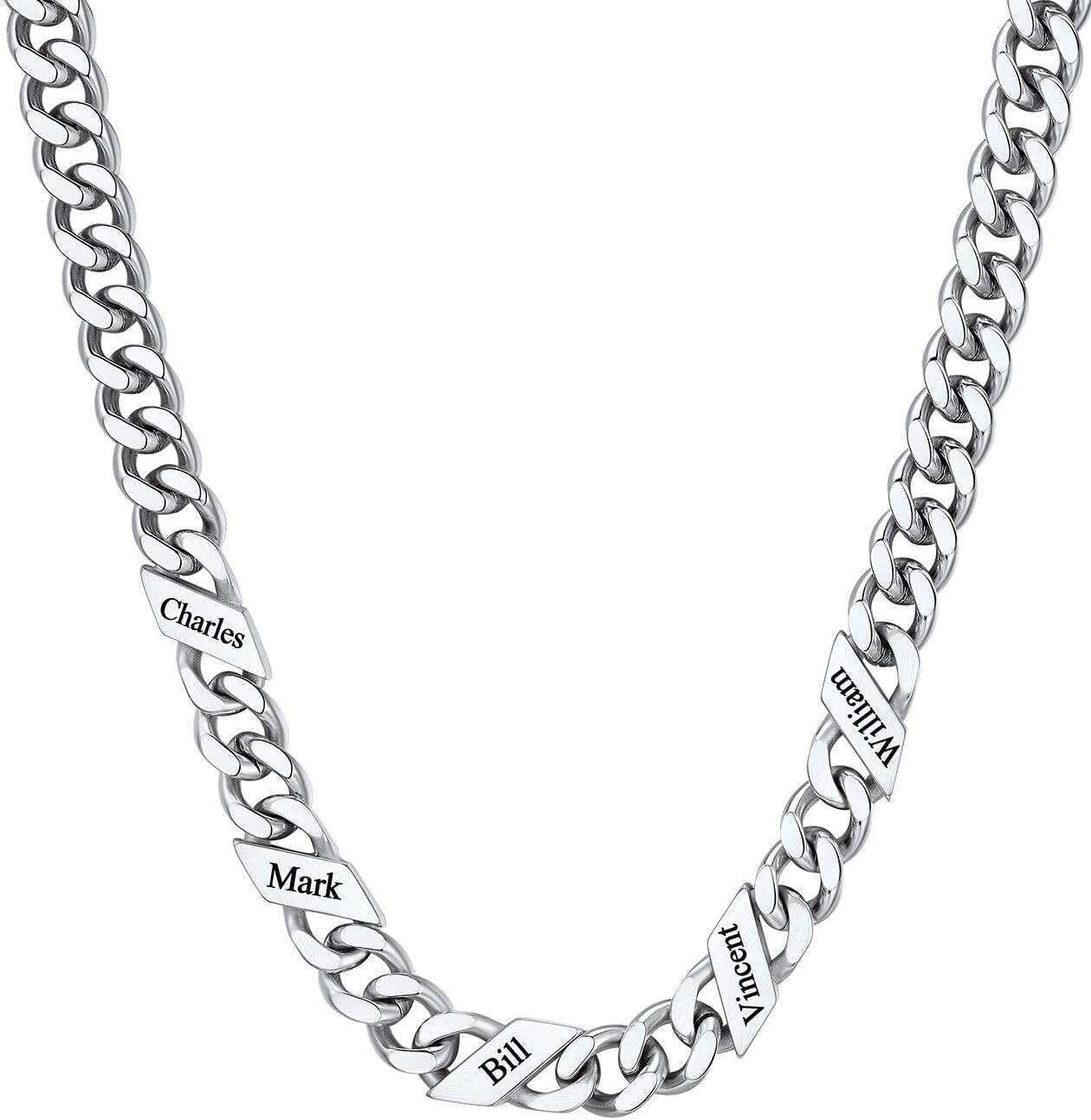 image:imageChainsHouse Personalized Cuban Link Chain for Men WomenCustom Engraved 16 Names5mm7mm9mm12mm Width Chain Name Necklace with Gift BoxHypoallergenic amp WaterproofMSteelWomen9mm width