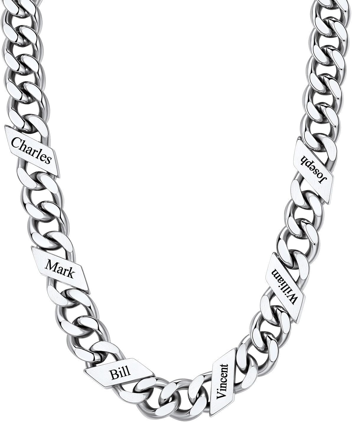 image:imageChainsHouse Personalized Cuban Link Chain for Men WomenCustom Engraved 16 Names5mm7mm9mm12mm Width Chain Name Necklace with Gift BoxHypoallergenic amp WaterproofCSteelMen12mm width
