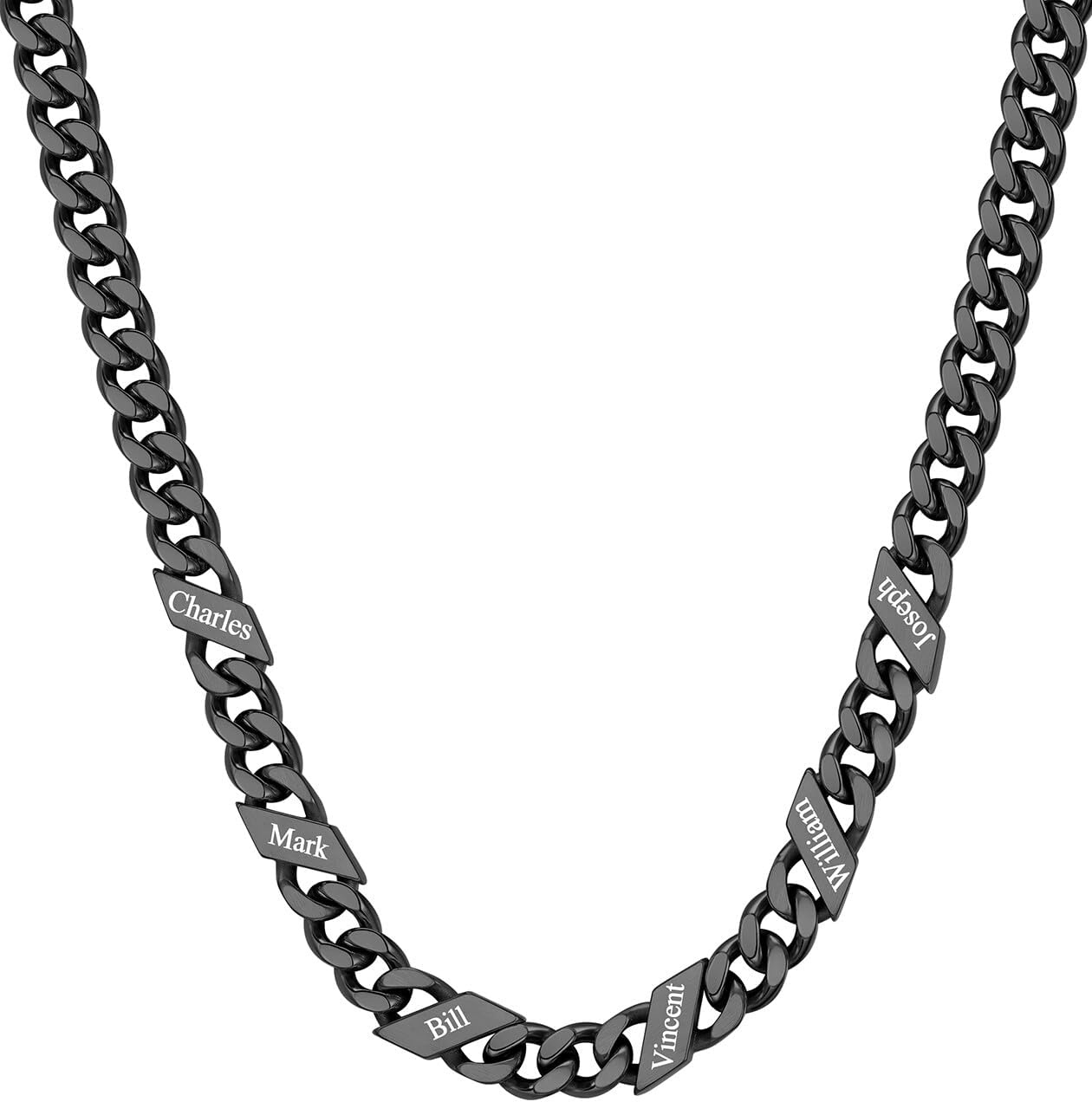 image:imageChainsHouse Personalized Cuban Link Chain for Men WomenCustom Engraved 16 Names5mm7mm9mm12mm Width Chain Name Necklace with Gift BoxHypoallergenic amp WaterproofRBlackWomen7mm width