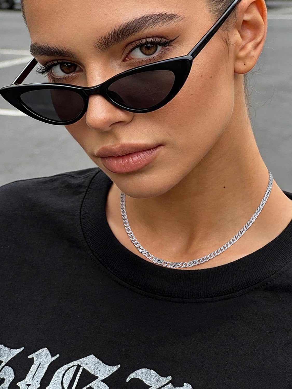 image:imageChainsHouse Personalized Cuban Link Chain for Men WomenCustom Engraved 16 Names5mm7mm9mm12mm Width Chain Name Necklace with Gift BoxHypoallergenic amp WaterproofKSteelWomen5mm width
