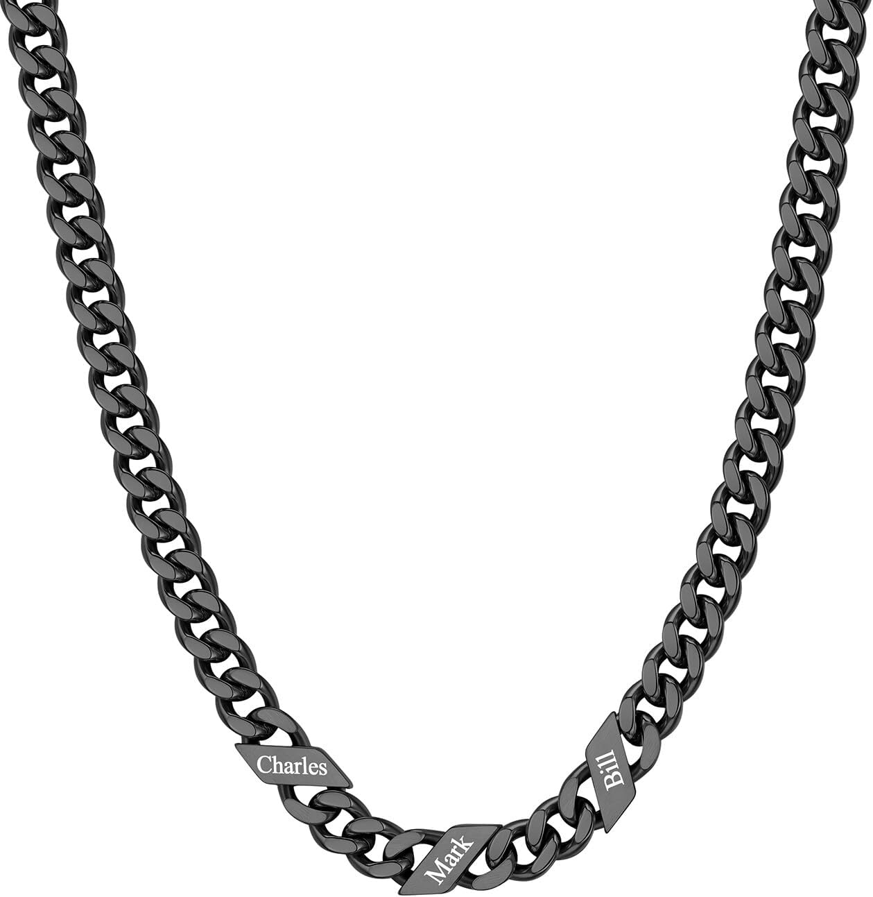 image:imageChainsHouse Personalized Cuban Link Chain for Men WomenCustom Engraved 16 Names5mm7mm9mm12mm Width Chain Name Necklace with Gift BoxHypoallergenic amp WaterproofRBlackWomen7mm width