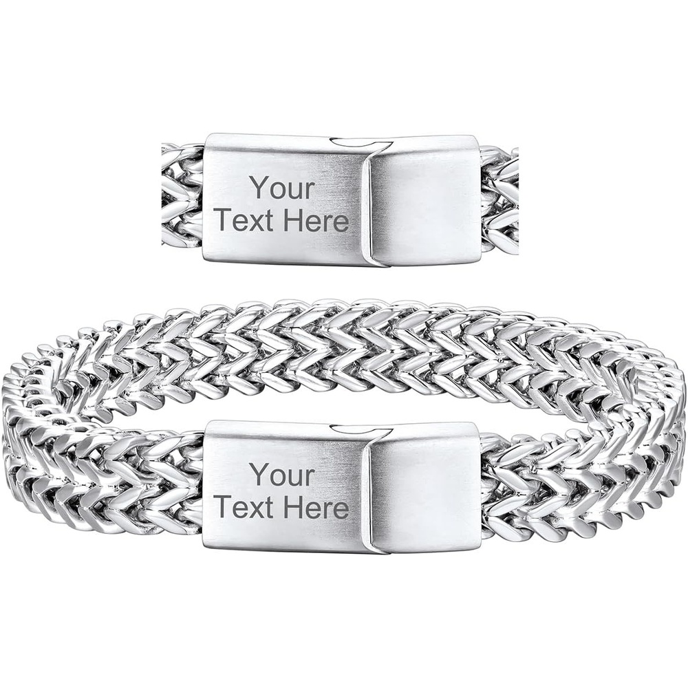 image:imageChainsHouse Bracelet for Men 316L Stainless Steel Franco Cuban Link Chain Bracelet with Sturdy Clasp 61012MM Widths 75839 Inch Lengths Gift for Husband or Dad11 10mmSteelCustom