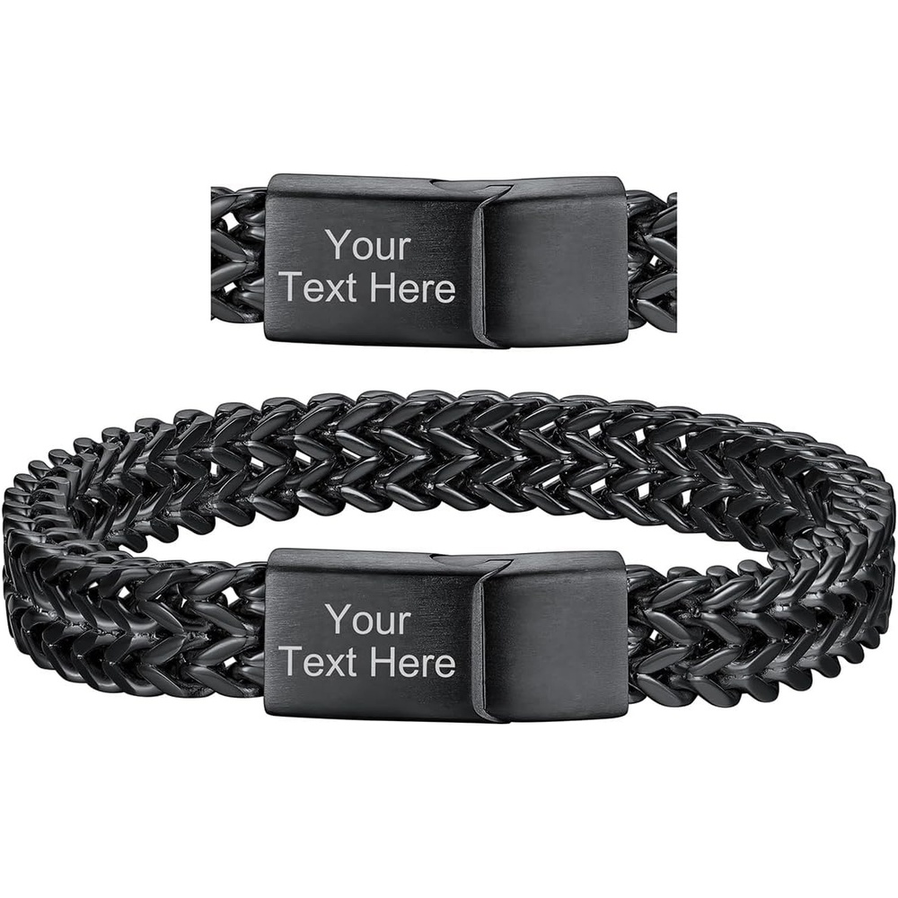 image:imageChainsHouse Bracelet for Men 316L Stainless Steel Franco Cuban Link Chain Bracelet with Sturdy Clasp 61012MM Widths 75839 Inch Lengths Gift for Husband or Dad14 10mmBlackCustom