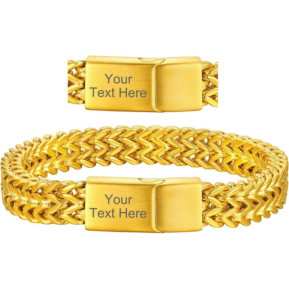 image:imageChainsHouse Bracelet for Men 316L Stainless Steel Franco Cuban Link Chain Bracelet with Sturdy Clasp 61012MM Widths 75839 Inch Lengths Gift for Husband or Dad17 10mmGold PlatedCustom