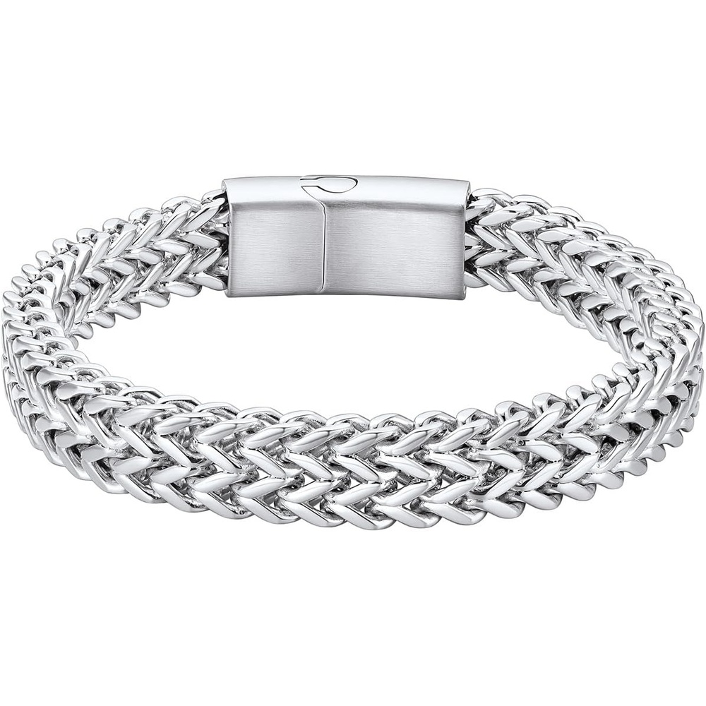 image:imageChainsHouse Bracelet for Men 316L Stainless Steel Franco Cuban Link Chain Bracelet with Sturdy Clasp 61012MM Widths 75839 Inch Lengths Gift for Husband or Dad0210mm widthSteel