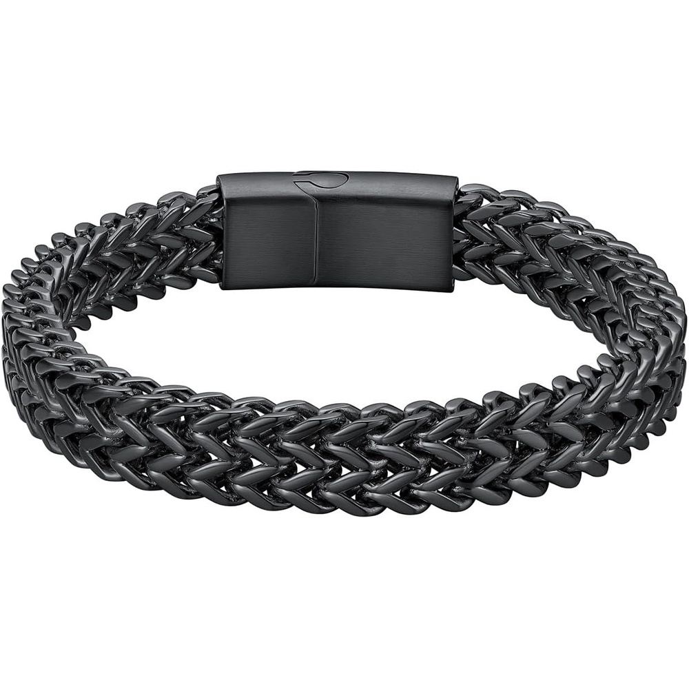 image:imageChainsHouse Bracelet for Men 316L Stainless Steel Franco Cuban Link Chain Bracelet with Sturdy Clasp 61012MM Widths 75839 Inch Lengths Gift for Husband or Dad0510mm widthBlack