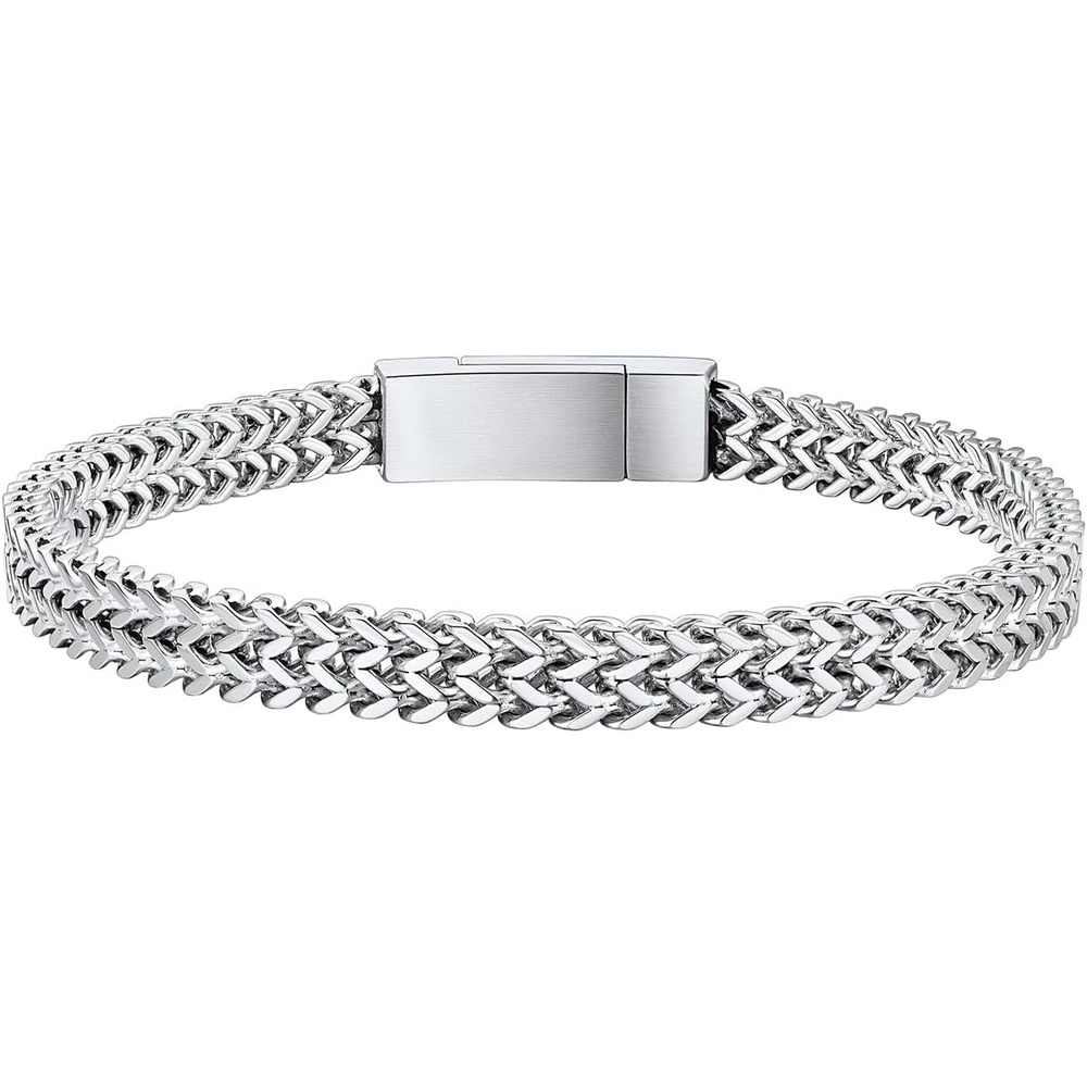 image:imageChainsHouse Bracelet for Men 316L Stainless Steel Franco Cuban Link Chain Bracelet with Sturdy Clasp 61012MM Widths 75839 Inch Lengths Gift for Husband or Dad016mm widthSteel
