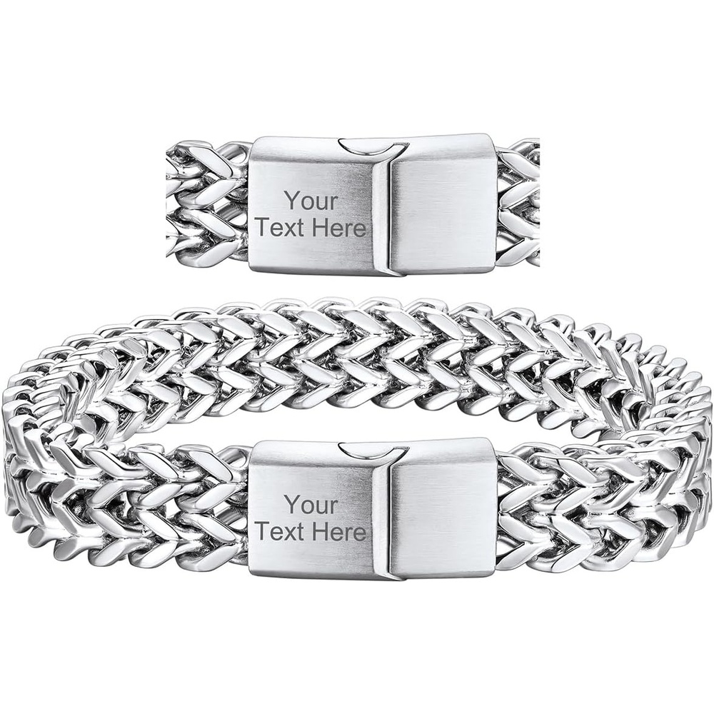 image:imageChainsHouse Bracelet for Men 316L Stainless Steel Franco Cuban Link Chain Bracelet with Sturdy Clasp 61012MM Widths 75839 Inch Lengths Gift for Husband or Dad12 12mmSteelCustom