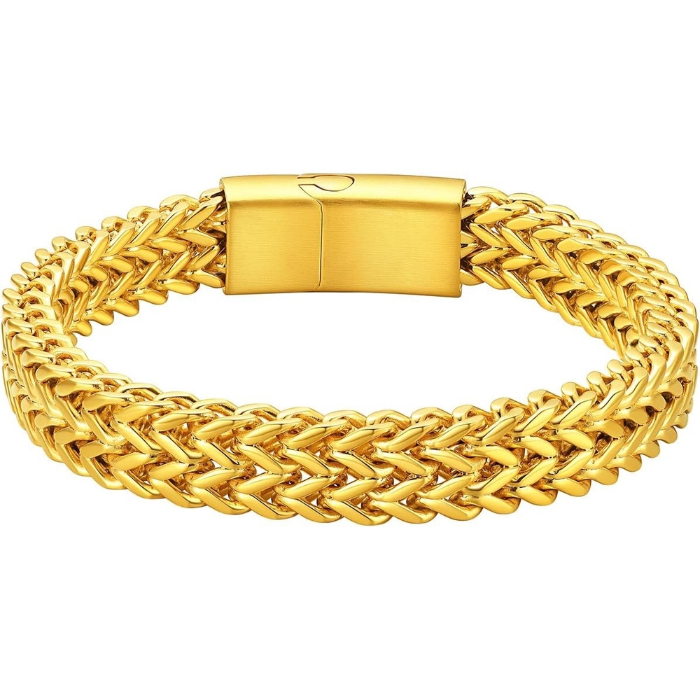 image:imageChainsHouse Bracelet for Men 316L Stainless Steel Franco Cuban Link Chain Bracelet with Sturdy Clasp 61012MM Widths 75839 Inch Lengths Gift for Husband or Dad0810mm widthGold