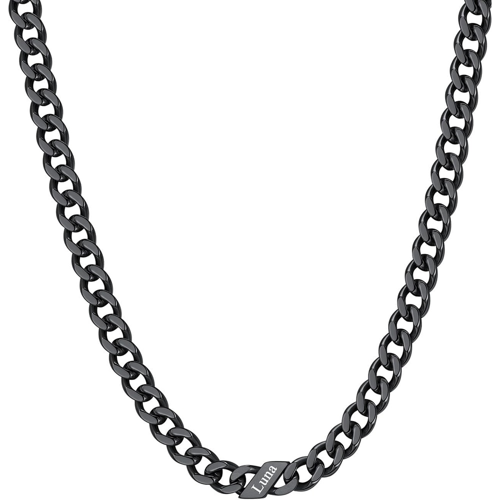 image:imageChainsHouse Personalized Cuban Link Chain for Men WomenCustom Engraved 16 Names5mm7mm9mm12mm Width Chain Name Necklace with Gift BoxHypoallergenic amp WaterproofQBlackWomen5mm width