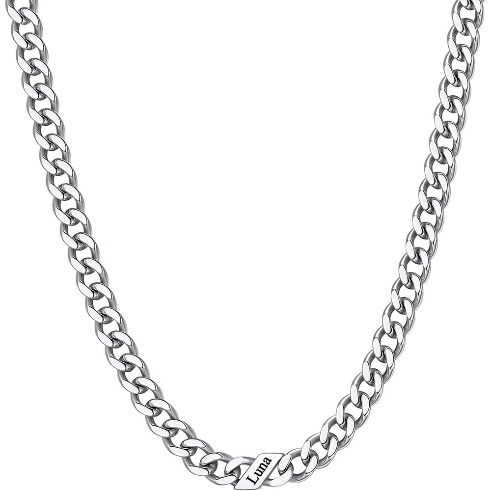 image:imageChainsHouse Personalized Cuban Link Chain for Men WomenCustom Engraved 16 Names5mm7mm9mm12mm Width Chain Name Necklace with Gift BoxHypoallergenic amp WaterproofKSteelWomen5mm width