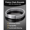 ChainsHouse Bracelet for Men, 316L Stainless Steel Franco Cuban Link Chain Bracelet with Sturdy Clasp, 6/10/12MM Widths, 7.5/8.3/9 Inch Lengths, Gift for Husband or Dad(02-10mm width-Steel)