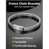 ChainsHouse Bracelet for Men, 316L Stainless Steel Franco Cuban Link Chain Bracelet with Sturdy Clasp, 6/10/12MM Widths, 7.5/8.3/9 Inch Lengths, Gift for Husband or Dad(01-6mm width-Steel)
