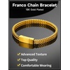 ChainsHouse Bracelet for Men, 316L Stainless Steel Franco Cuban Link Chain Bracelet with Sturdy Clasp, 6/10/12MM Widths, 7.5/8.3/9 Inch Lengths, Gift for Husband or Dad(07-6mm width-Gold)