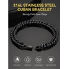 ChainsHouse Cuban Link Chain Bracelet Anniversary Birthday Valentines Father’s Day Stainless Steel/Black Bracelet Men, To My Man Love Husband Dad, Chain Bracelet for Men Him Jewelry Gifts(02-To My Dad-Black)