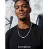 ChainsHouse Mens Cuban Link Chain Necklace 6/9/12mm, 18-30inch, Stainless Steel Gold Black with Iced Out Cross Clasp, Hip Hop Chunky Jewelry for Men(a. 6mm width-steel)