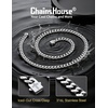 ChainsHouse Mens Cuban Link Chain Necklace 6/9/12mm, 18-30inch, Stainless Steel Gold Black with Iced Out Cross Clasp, Hip Hop Chunky Jewelry for Men(a. 6mm width-steel)