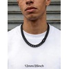 ChainsHouse Mens Cuban Link Chain Necklace 6/9/12mm, 18-30inch, Stainless Steel Gold Black with Iced Out Cross Clasp, Hip Hop Chunky Jewelry for Men(d. 12mm width-black)