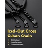 ChainsHouse Mens Cuban Link Chain Necklace 6/9/12mm, 18-30inch, Stainless Steel Gold Black with Iced Out Cross Clasp, Hip Hop Chunky Jewelry for Men(d. 12mm width-black)