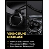 ChainsHouse Viking Rune Necklace for Men, Stainless Steel Norse Mobius Ring & Viking Circle Pendant, Nordic Mythology Protection Amulet with Adjustable Wax Cord with Gift Box(b. Mobius Ring-Black)