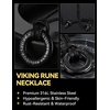 ChainsHouse Viking Rune Necklace for Men, Stainless Steel Norse Mobius Ring & Viking Circle Pendant, Nordic Mythology Protection Amulet with Adjustable Wax Cord with Gift Box(d. Circle-Black)