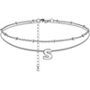 ChainsHouse Initial Ankle Bracelets for Women Waterproof, 14K Gold Plated Layered Initial Anklets Non Tarnish, Adjustable Stainless Steel Women’s Ankle Summer Beach Foot Jewelry(Stainless Steel)