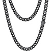 ChainsHouse Mens Cuban Link Chain Necklace 6/9/12mm, 18-30inch, Stainless Steel Gold Black with Iced Out Cross Clasp, Hip Hop Chunky Jewelry for Men(c. 6mm width-black)