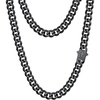 ChainsHouse Mens Cuban Link Chain Necklace 6/9/12mm, 18-30inch, Stainless Steel Gold Black with Iced Out Cross Clasp, Hip Hop Chunky Jewelry for Men(c. 9mm width-black)