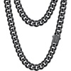 ChainsHouse Mens Cuban Link Chain Necklace 6/9/12mm, 18-30inch, Stainless Steel Gold Black with Iced Out Cross Clasp, Hip Hop Chunky Jewelry for Men(d. 12mm width-black)